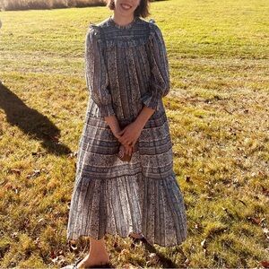 Doen Blue and White Long Sleeve Dress size small